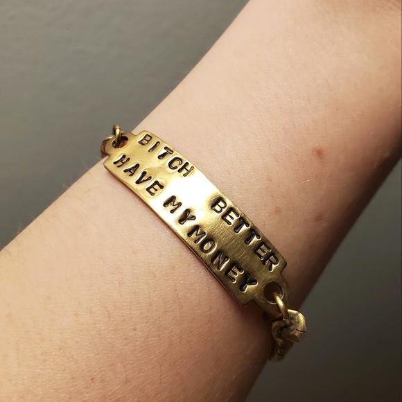 Goldeen Custom Brass ID Bracelet "B*tch Better Have My Money" BBHMM - Picture 6 of 9